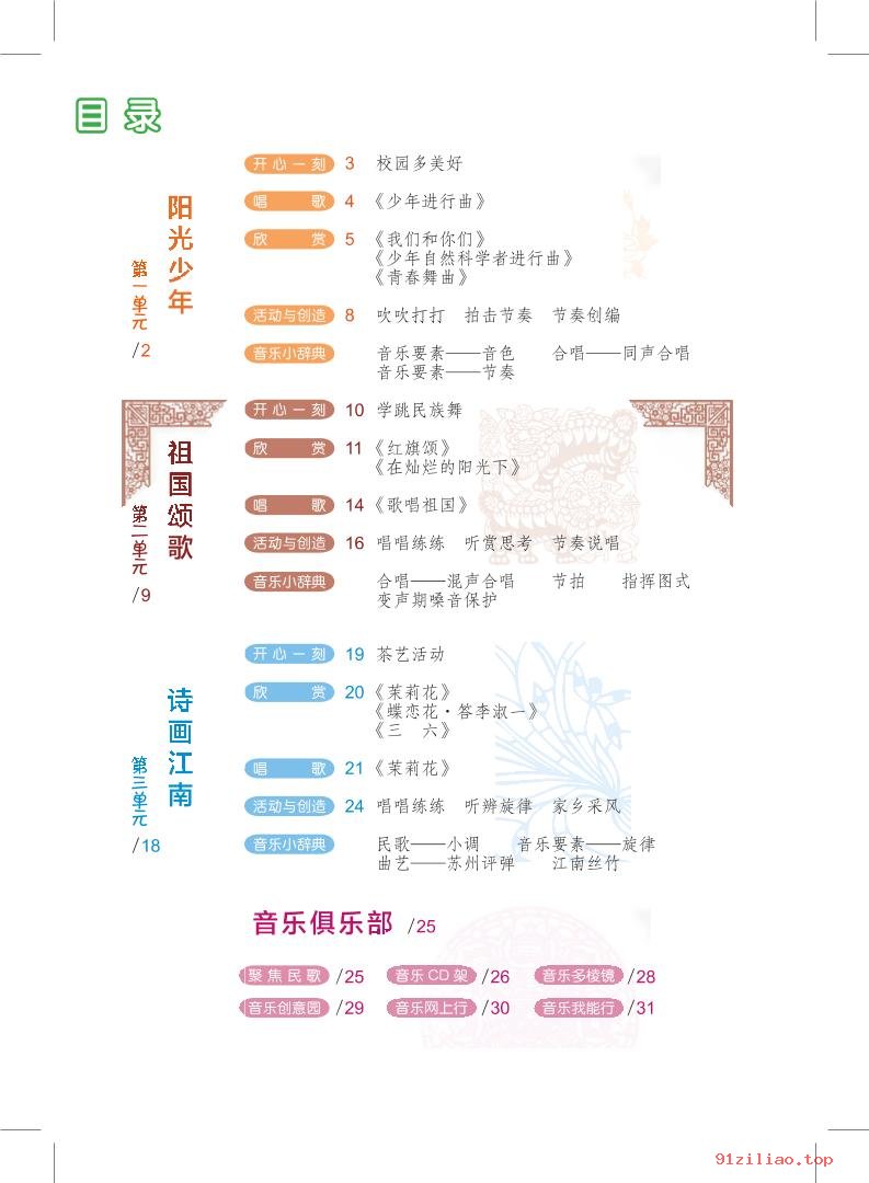 2022年 沪教版 初一 音乐七年级上册 课本 pdf 高清